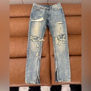 MNML Light Blue Distressed Skinny Jeans